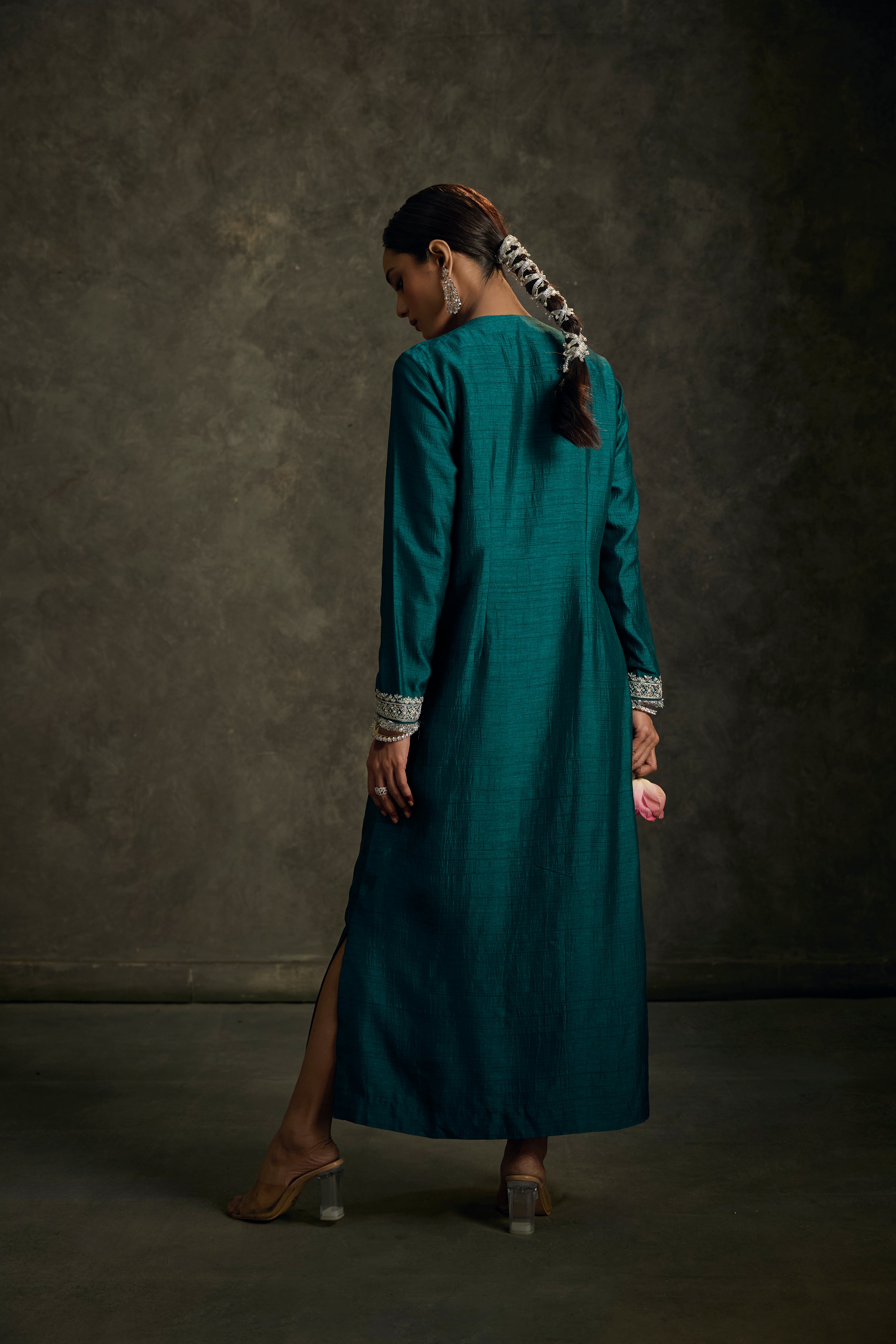 Kavira - Emerald Green Embroidered Kurta Dress