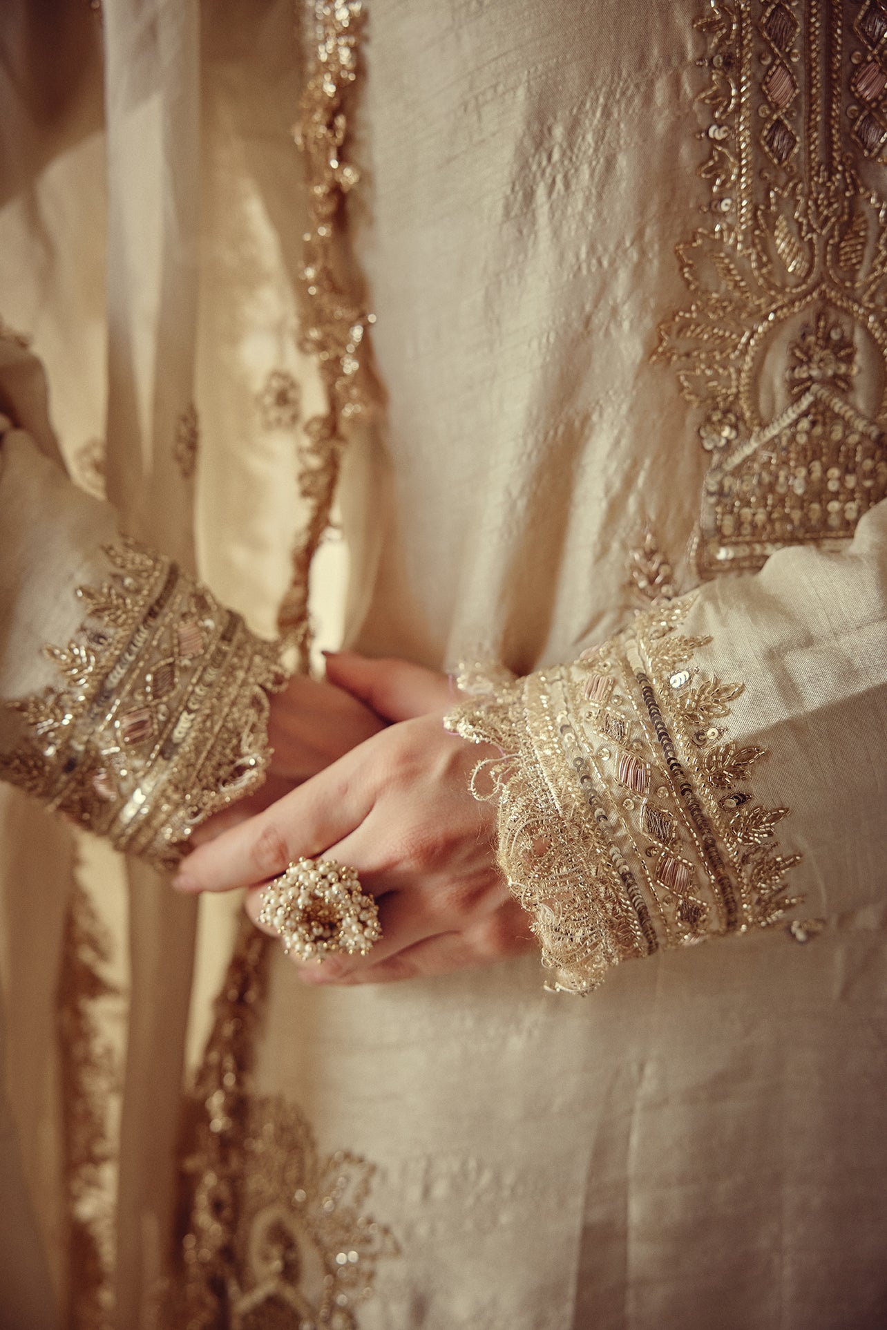 Nirva - Gold Ivory Kurta Sharara Dupatta Set