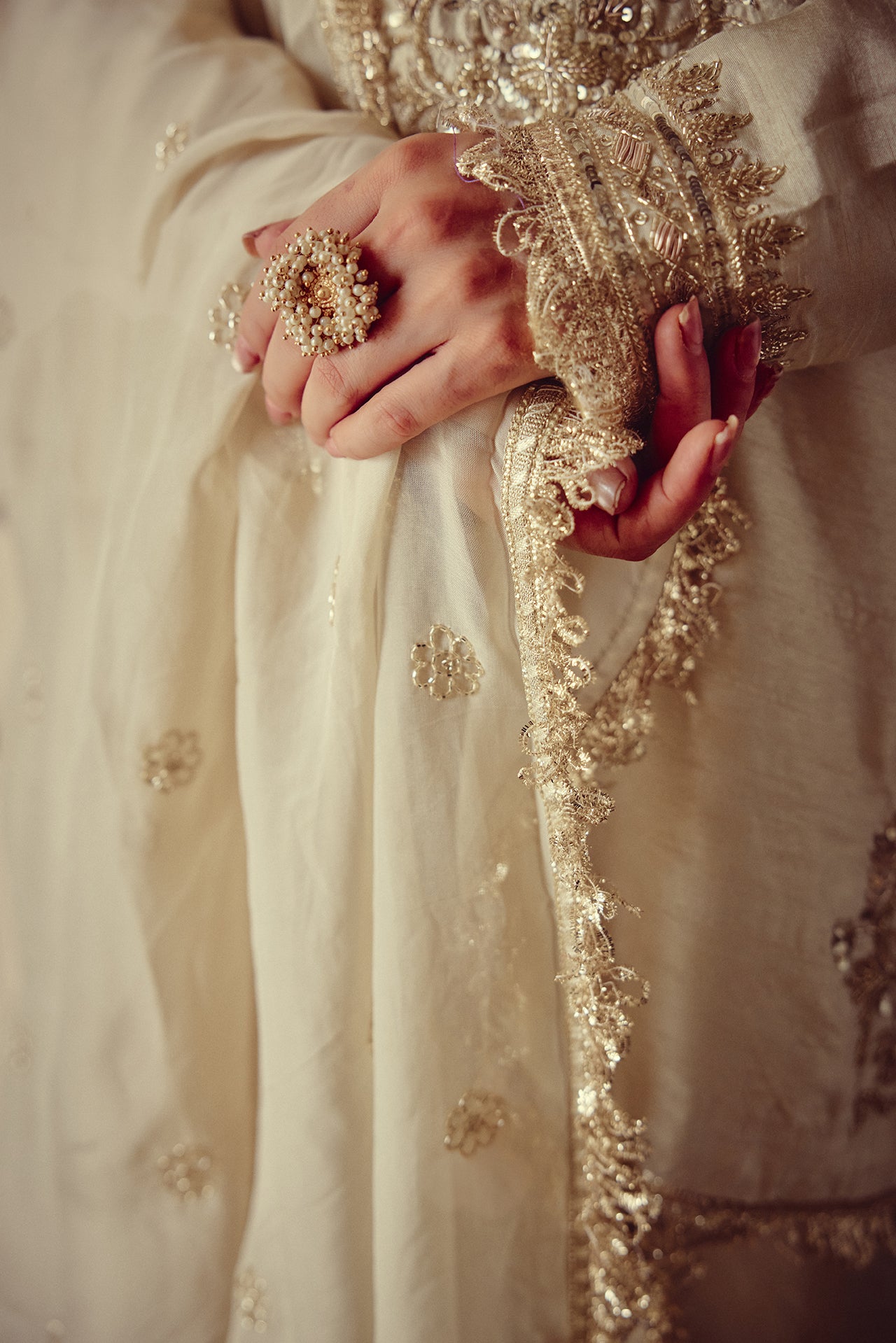 Nirva - Gold Ivory Kurta Sharara Dupatta Set