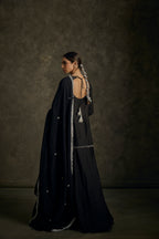Meher - Black Hand Embroidered Kurta-Lehenga Dupatta Set