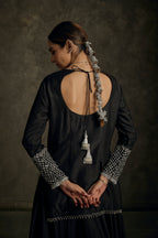 Meher - Black Hand Embroidered Kurta-Lehenga Dupatta Set