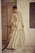Lehza - Gold Ivory Kurta Lehenga Dupatta Set