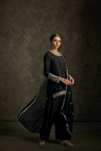 Zeeya - Black Zardozi Kurta Salwaar Set with Embroidered Dupatta