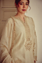 Lehza - Gold Ivory Kurta Lehenga Dupatta Set