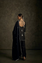Zeeya - Black Zardozi Kurta Salwaar Set with Embroidered Dupatta