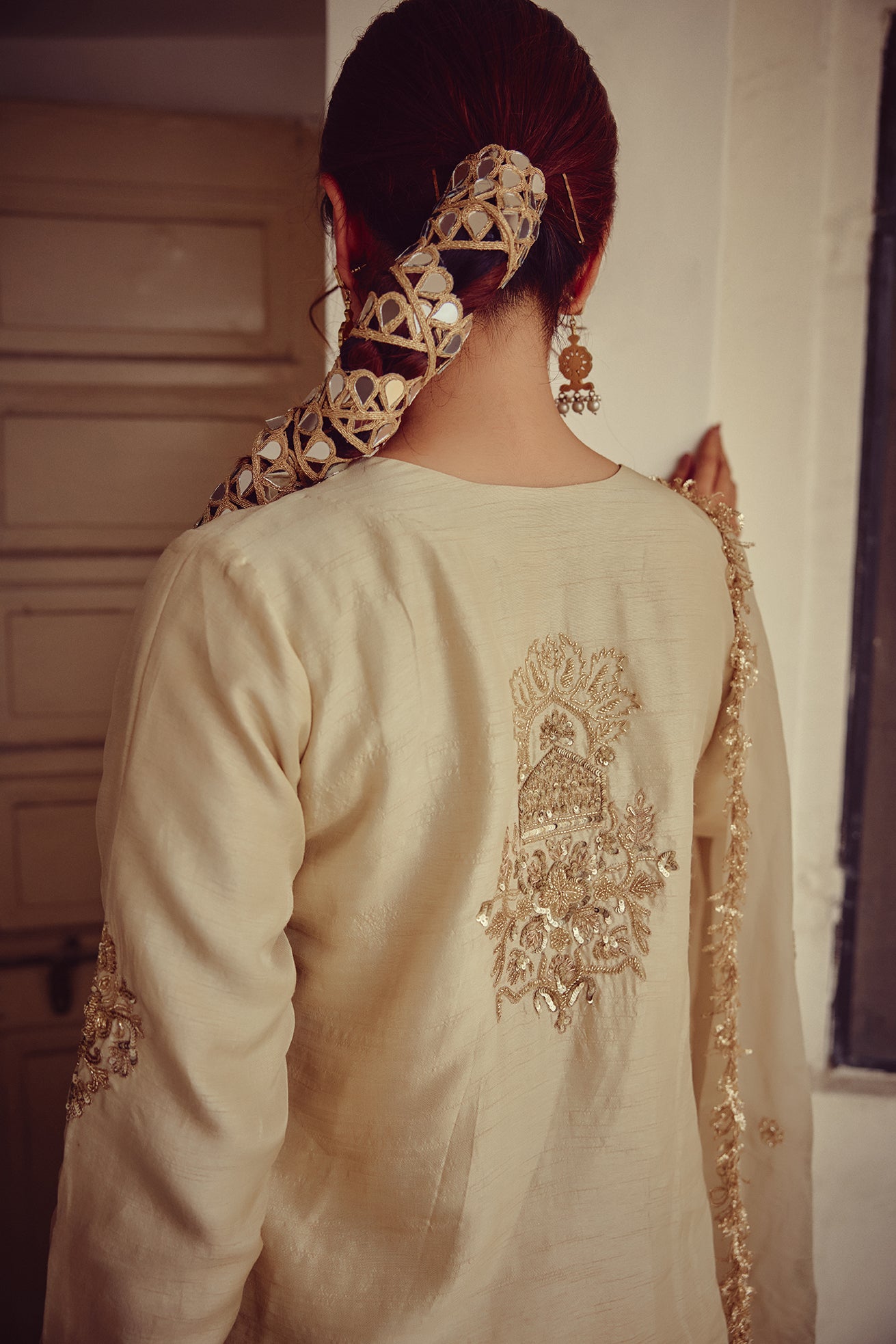 Lehza - Gold Ivory Kurta Lehenga Dupatta Set