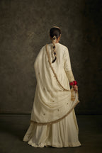 Kavira - Ivory Hand Embroidered Kurta-Lehenga-Dupatta Set