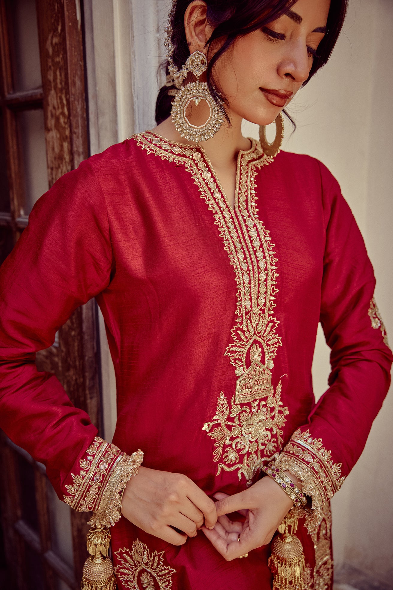 Raah - Red Kurta Sharara Dupatta Set