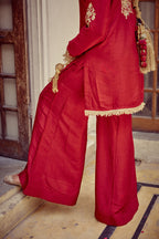 Raah - Red Kurta Sharara Dupatta Set